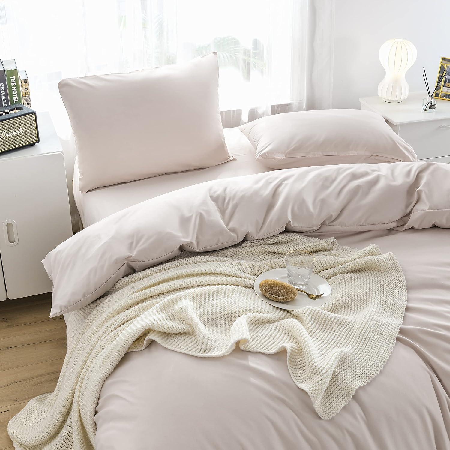 Bettwäsche Mikrofaser Beige 135x200cm + 80x80cm Set