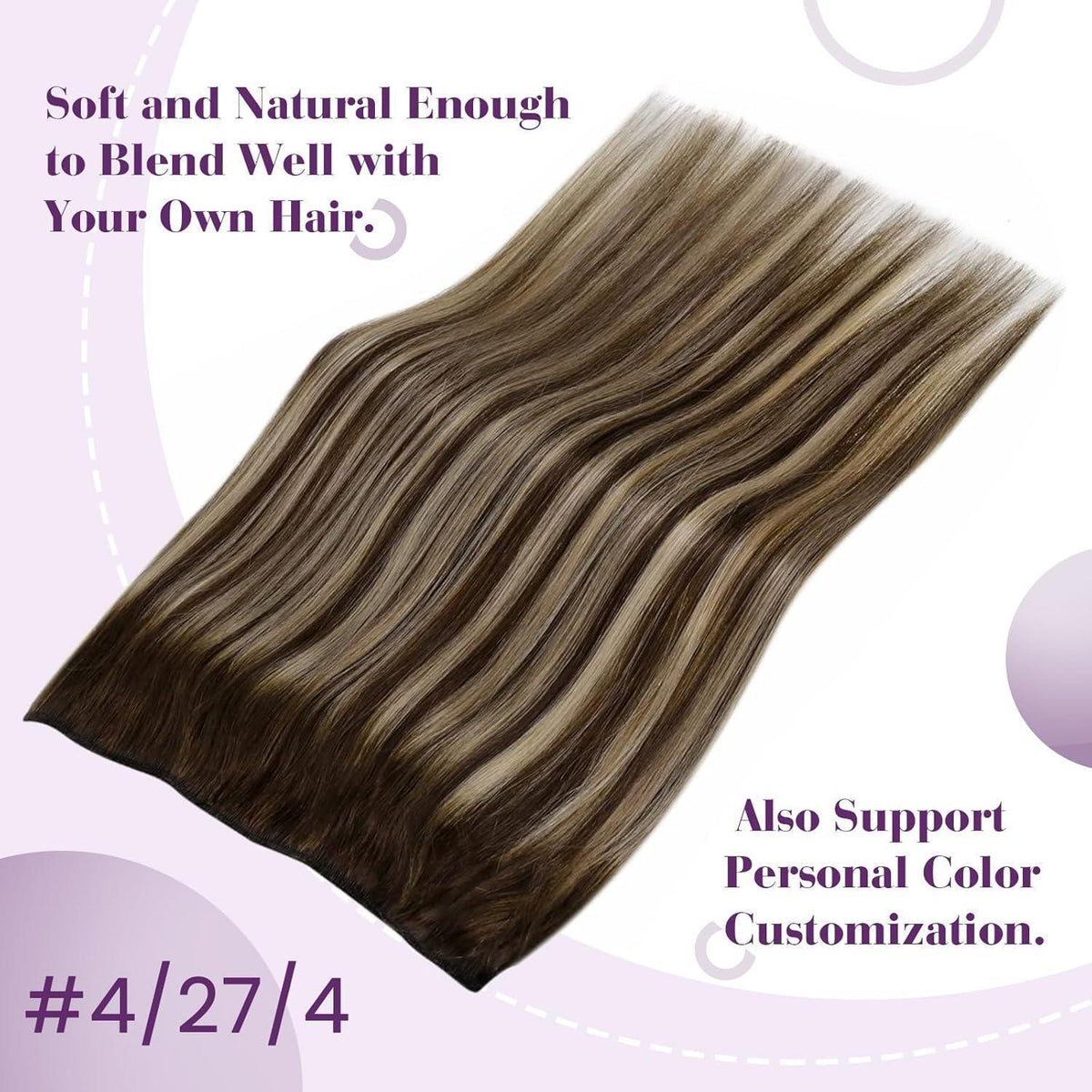 Echthaar-Draht Extensions Braun Ombre 40cm - Easy Fit