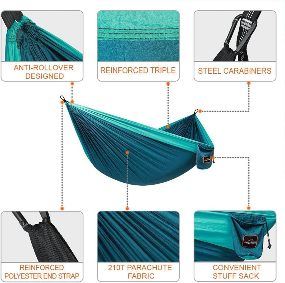 Superleichte Camping Hängematte Nylon Doppelbaumgurt Blue