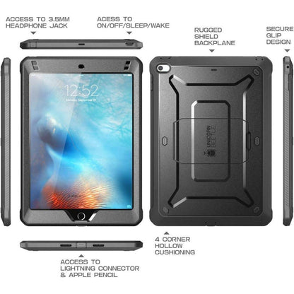 iPad Mini 5/4 Hülle mit Ständer und Displayschutz (Schwarz)