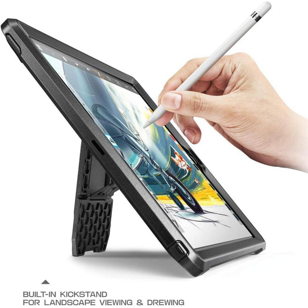 iPad Mini 5/4 Hülle mit Ständer und Displayschutz (Schwarz)