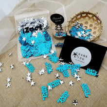 Blau Silber Happy Birthday Konfetti Set 30g Streudeko Sterne