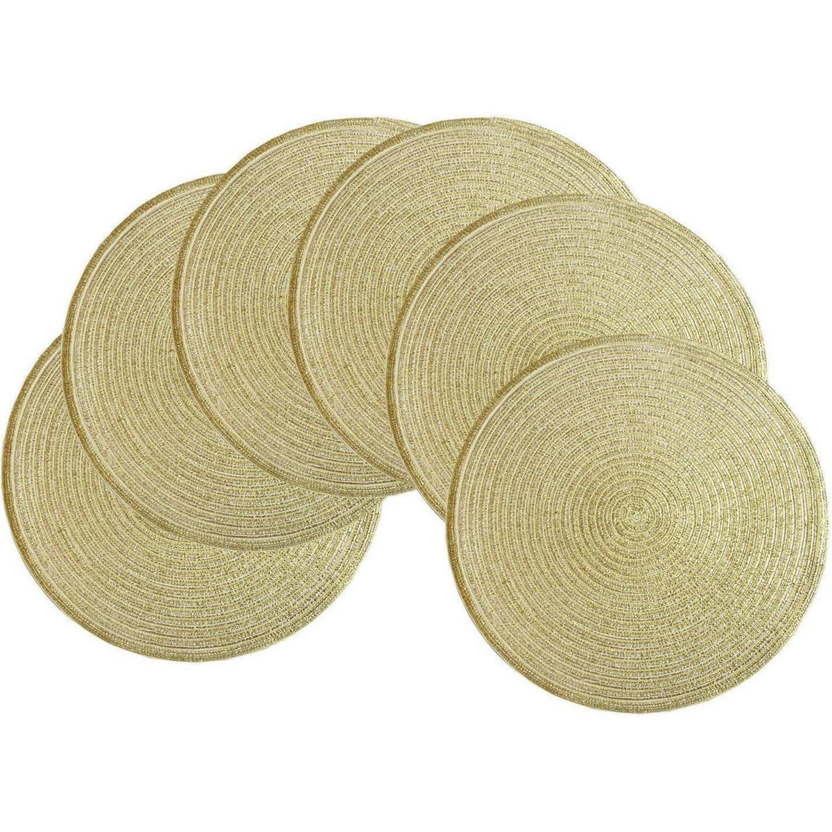 Platzsets Rund Gold 6er Set Abwaschbar Hitzebeständig 38cm