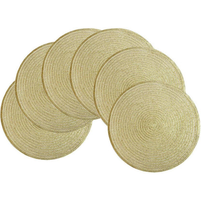 Platzsets Rund Gold 6er Set Abwaschbar Hitzebeständig 38cm