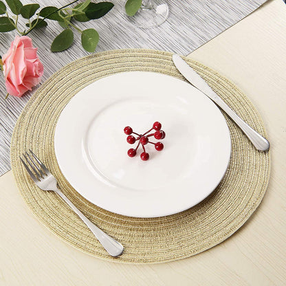 Platzsets Rund Gold 6er Set Abwaschbar Hitzebeständig 38cm