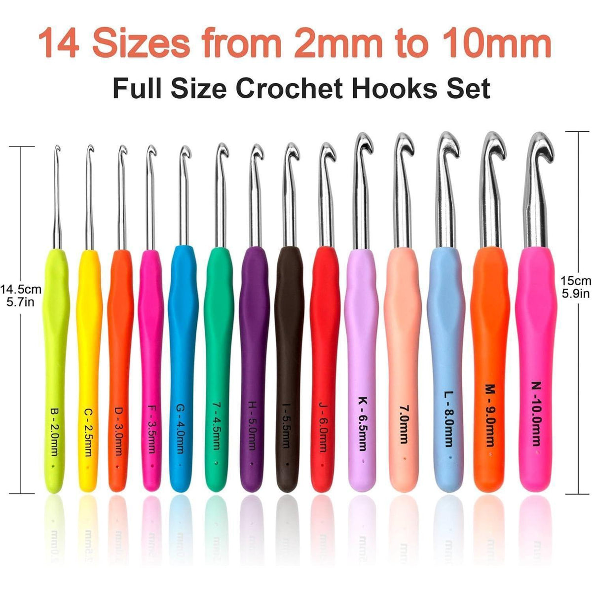 Häkelnadel Set 14tlg. Ergonomisch & Komfortabel mit Tasche