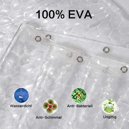 Duschvorhang Anti-Schimmel 3D Kubisch Transparent EVA 180x180cm