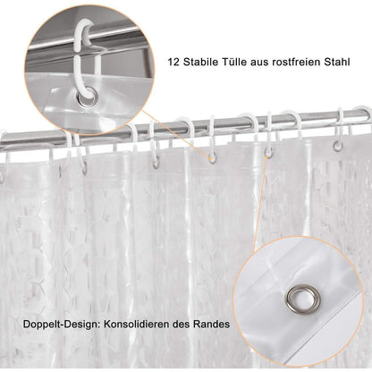 Duschvorhang Anti-Schimmel 3D Kubisch Transparent EVA 180x180cm
