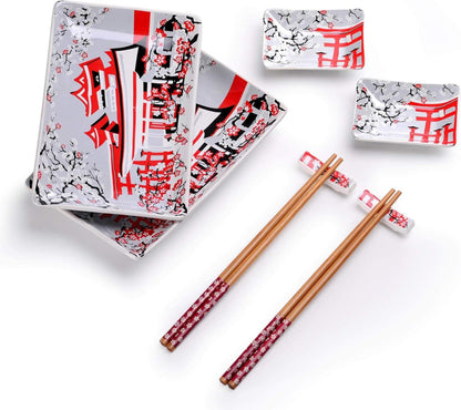 Japanisches Sushi Set Porzellan 8-teilig für 2 Personen