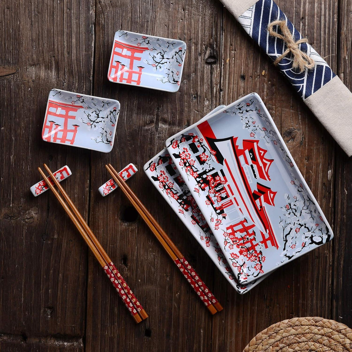 Japanisches Sushi Set Porzellan 8-teilig für 2 Personen