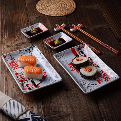 Japanisches Porzellan Sushi Set 8-teilig mit Teller Schälchen