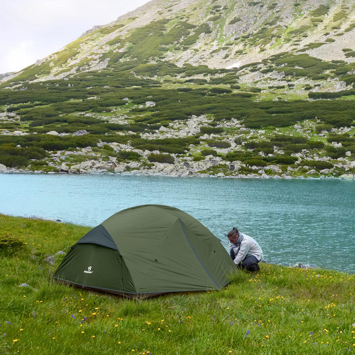 Bessport Campingzelt 2/3 Personen wasserdicht leicht Belüftung Kuppelzelt