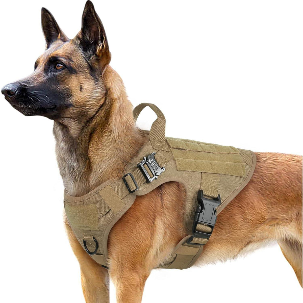 Taktisches Hundegeschirr mit MOLLE-System, L Braun