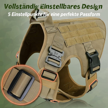 Taktisches Hundegeschirr mit MOLLE-System, L Braun