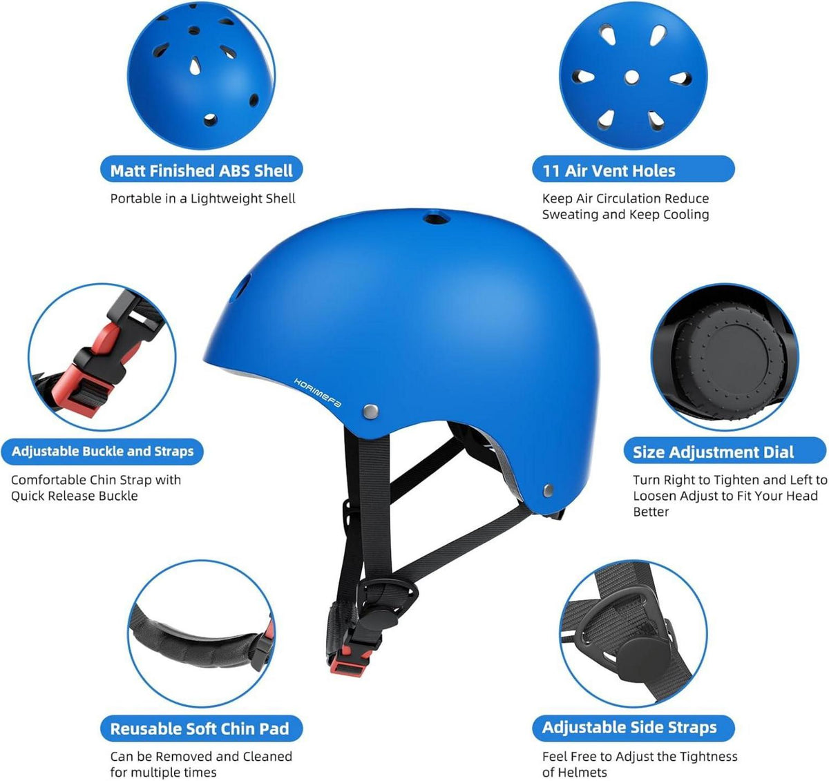 Fahrradhelm für Kinder Skaterhelm verstellbar CE-zertifiziert Blau