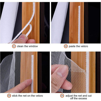 Fliegengitter Fenster 4er-Set 130x150 cm mit Klettband, Insektenschutz Weiß