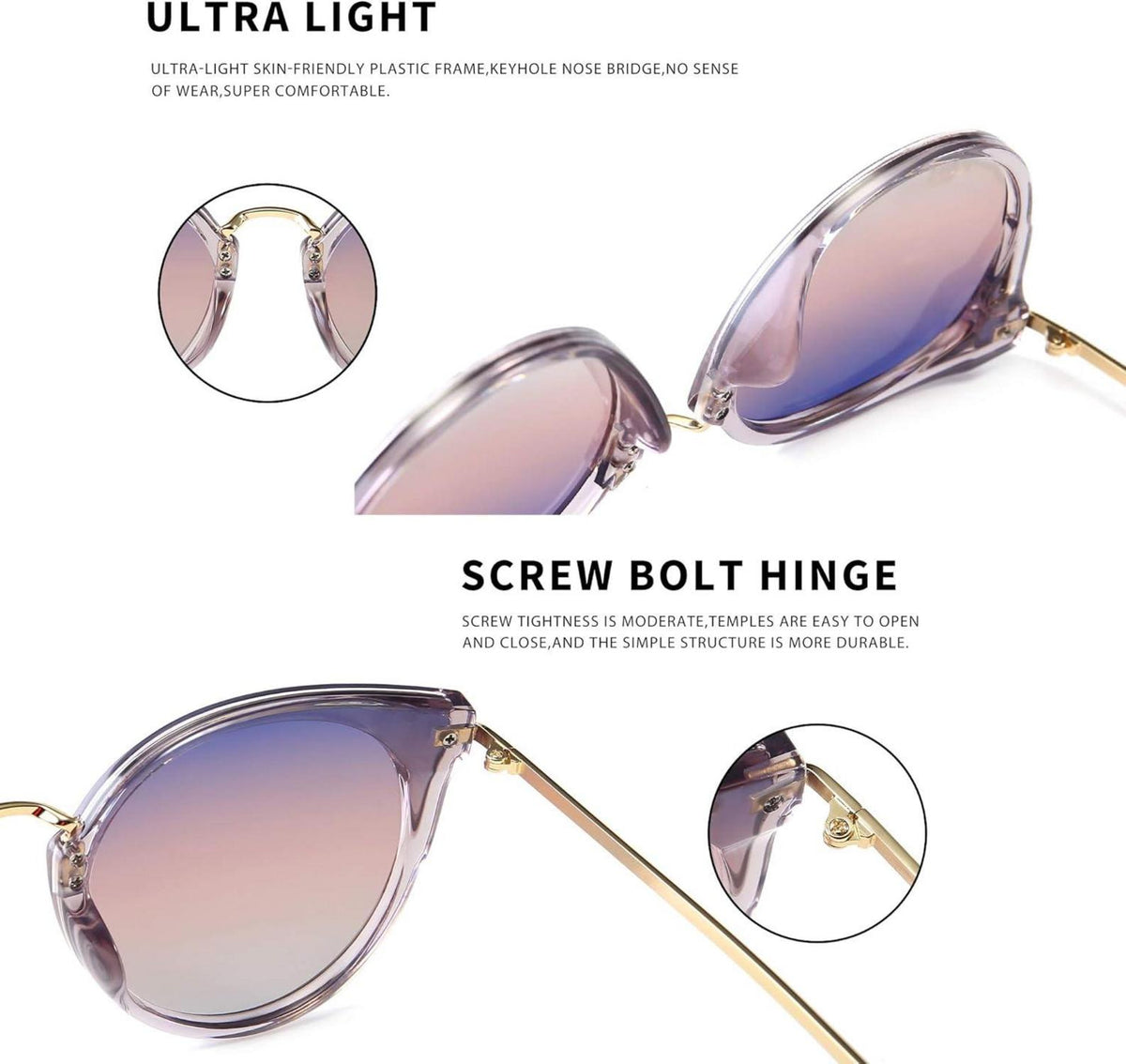 Damen Übergroß Katzenauge Sonnenbrille Polarisiert UV-Schutz Vintage