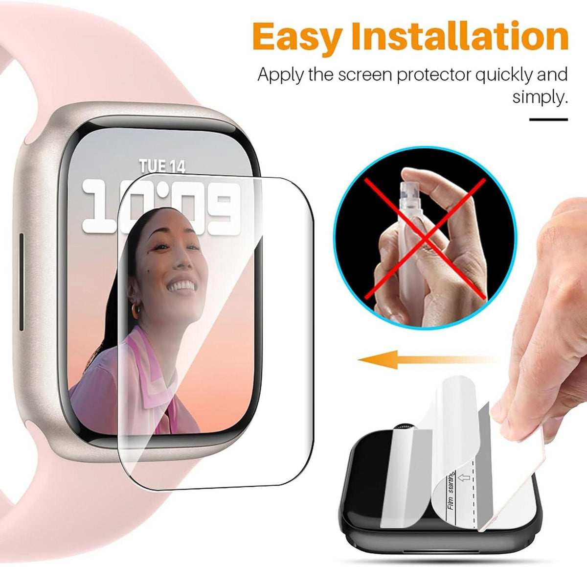 Schutzfolie für Apple Watch Series 8/7 45mm & SE 2/6/SE/5/4 44mm, 6er Pack
