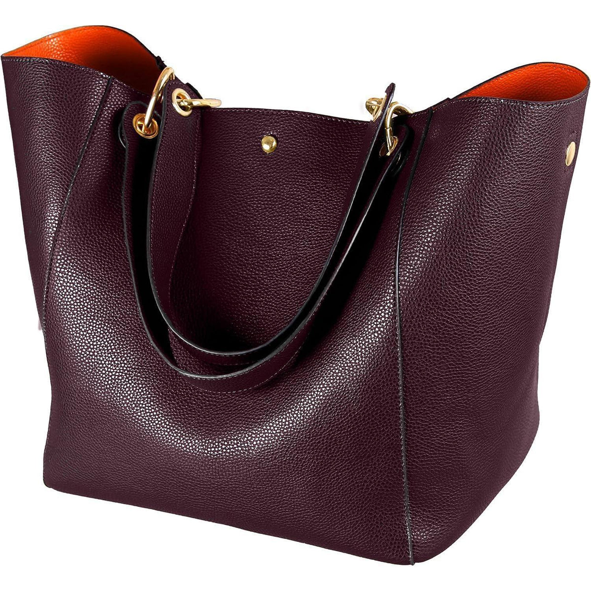 Große Shopper Tasche mit Henkel und Schulterriemen Kaffee in Lederoptik
