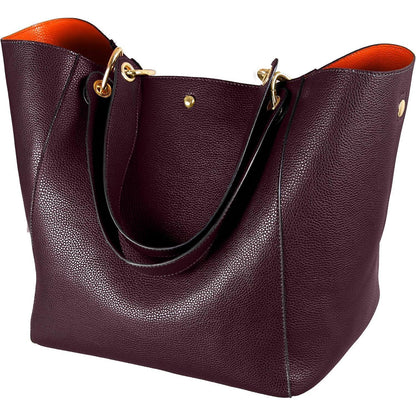 Große Shopper Tasche mit Henkel und Schulterriemen Kaffee in Lederoptik