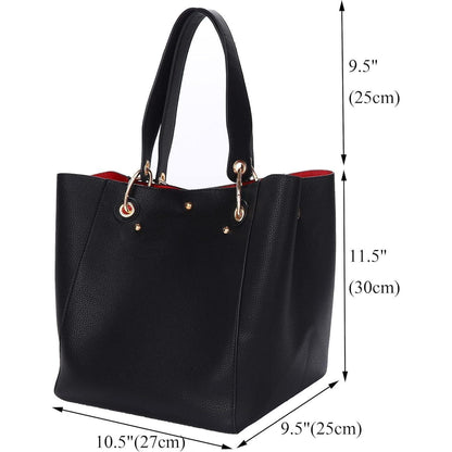 Große Shopper Tasche mit Henkel und Schulterriemen Kaffee in Lederoptik