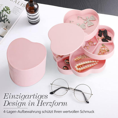 INMORVEN Schmuckaufbewahrung Organizer 4 Ebenen Rosa 12x12cm
