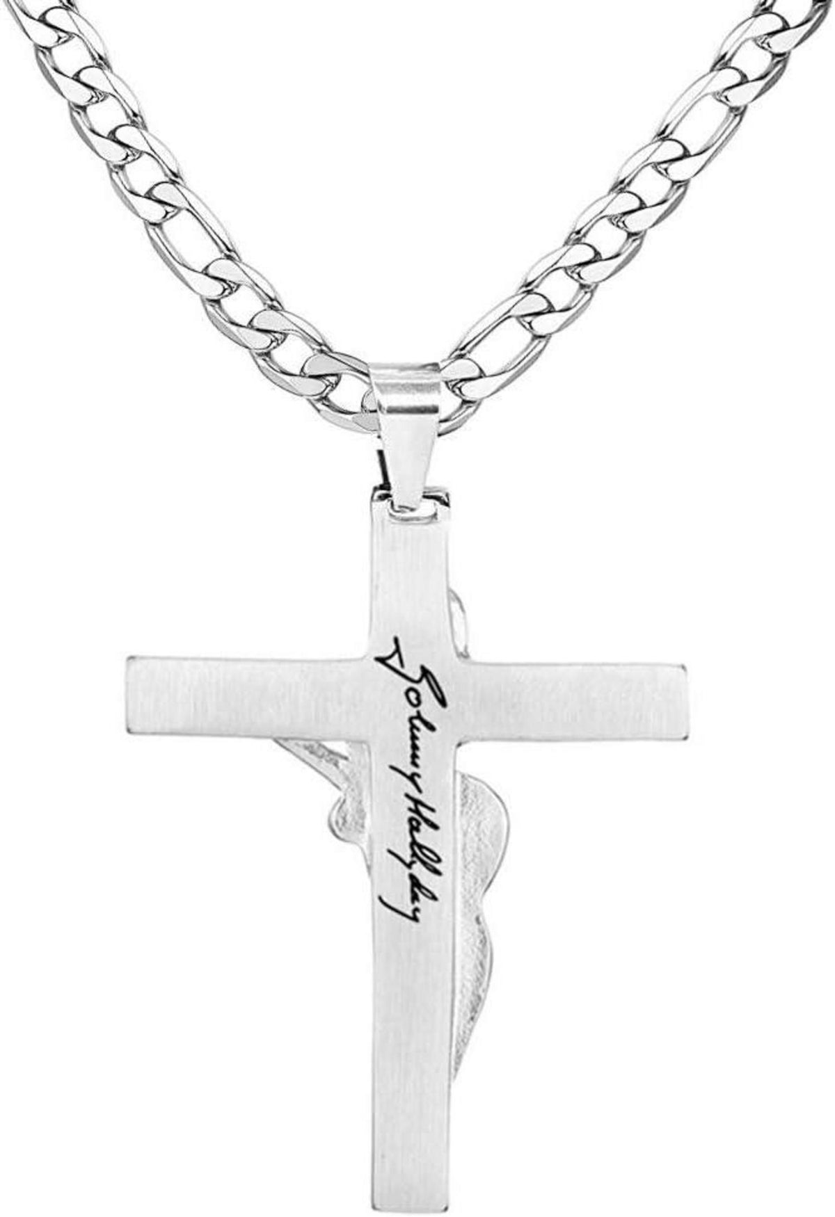 Kreuz Johnny Hallyday Anhänger Halskette Gitarre Rocker Signature
