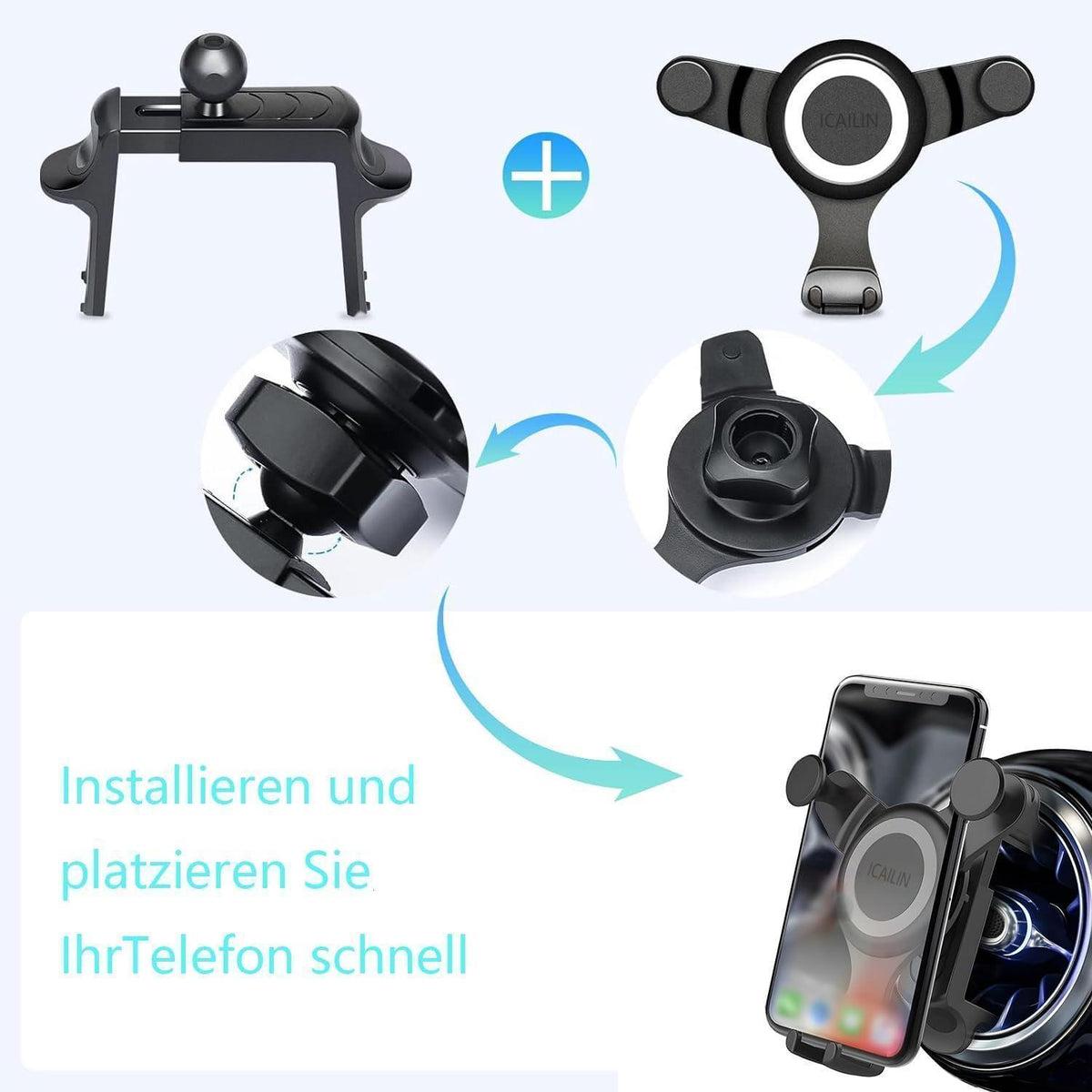 Handyhalterung Auto für Mercedes – Stabil & 360° drehbar