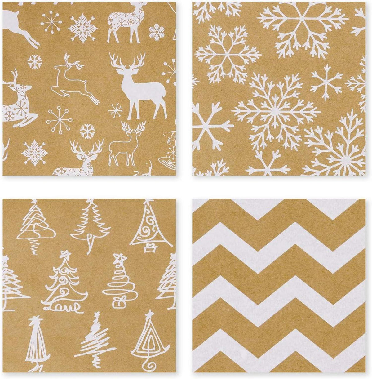 Weihnachtspapierrolle Kraftpapier Weißes Weihnachtsdesign 4 Rollen 76x305cm