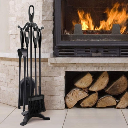 Kaminbesteck Set 5-tlg. Schmiedeeisen Feuerzange Schaufel