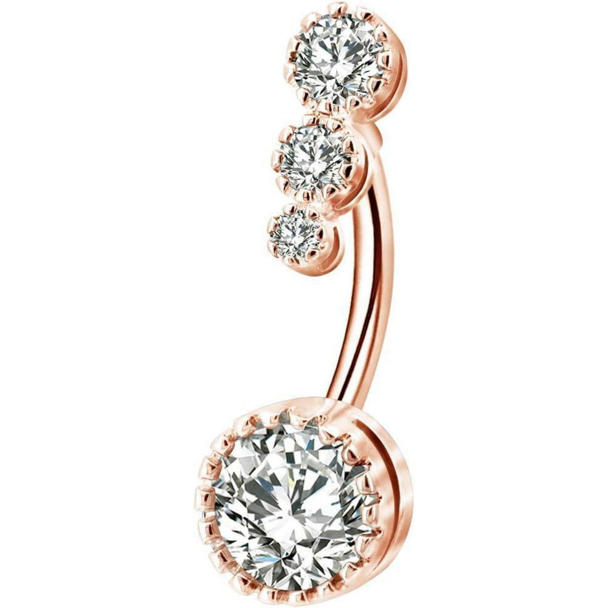Nabelpiercing Edelstahl mit Zirkonia, Rose Gold, 14g