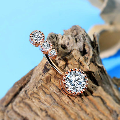 Nabelpiercing Edelstahl mit Zirkonia, Rose Gold, 14g