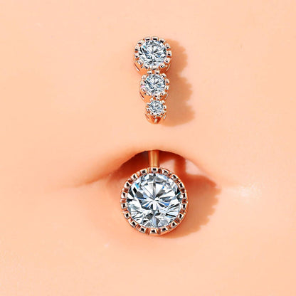 Nabelpiercing Edelstahl mit Zirkonia, Rose Gold, 14g