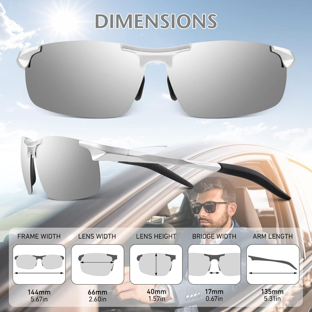Herren Sport Sonnenbrille polarisiert UV400 verspiegelt ultraleicht