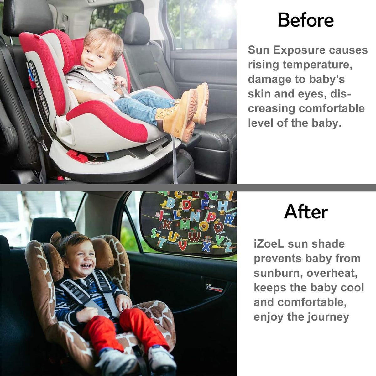 Auto Sonnenschutz Kinder Selbsthaftend UV Schutz Seitenscheibe 48x32cm