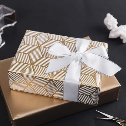 RUSPEPA Geschenkpapierrolle - Gold Marine Print - 4 Rollen