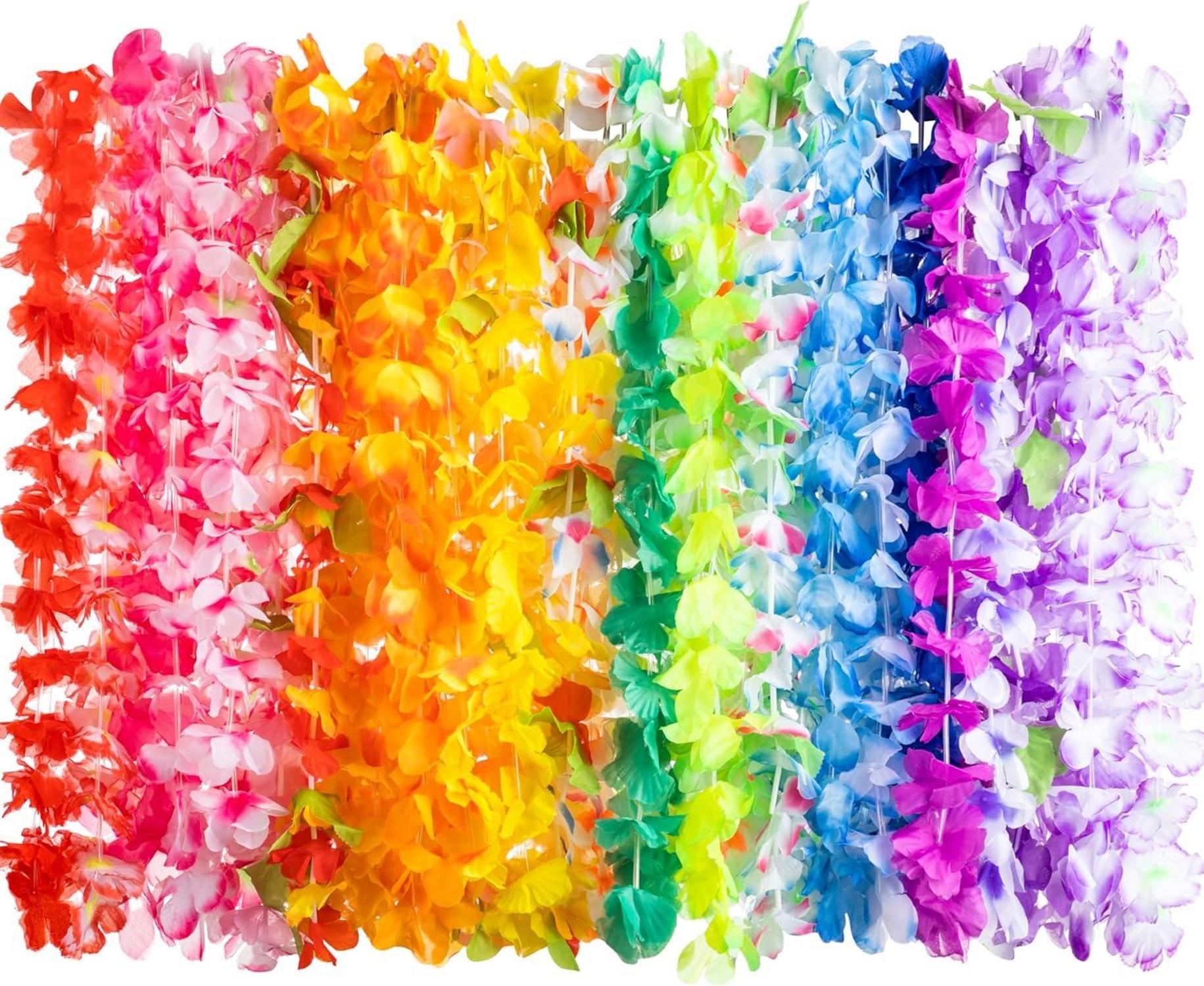 Hawaii Blumenketten Set für Luau, Party, Strand - 60 Stück