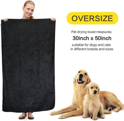 Saugfähiges Mikrofaser Haustierhandtuch 76x127cm Schwarz