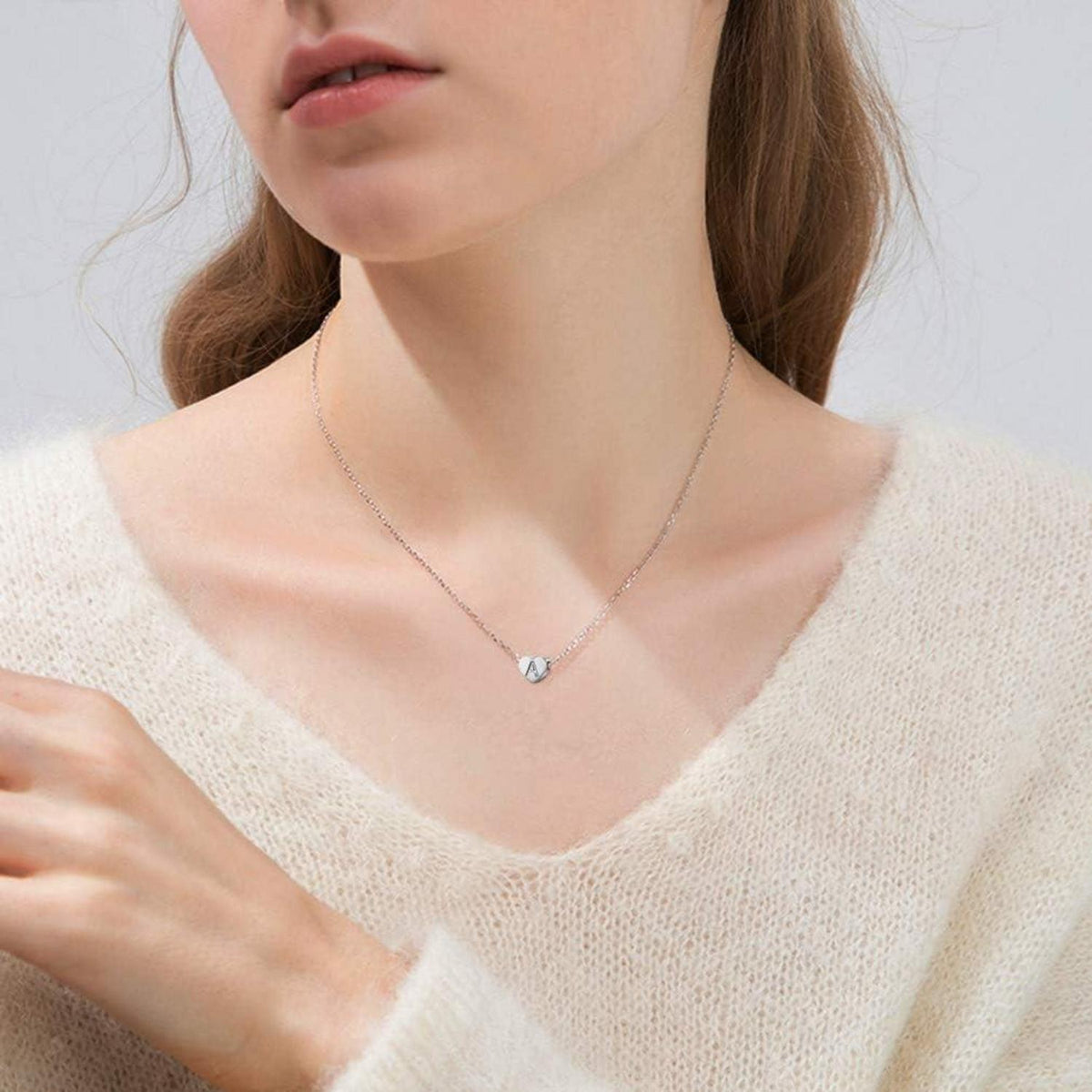 Silber Damen Halskette mit Klein Buchstabenherz