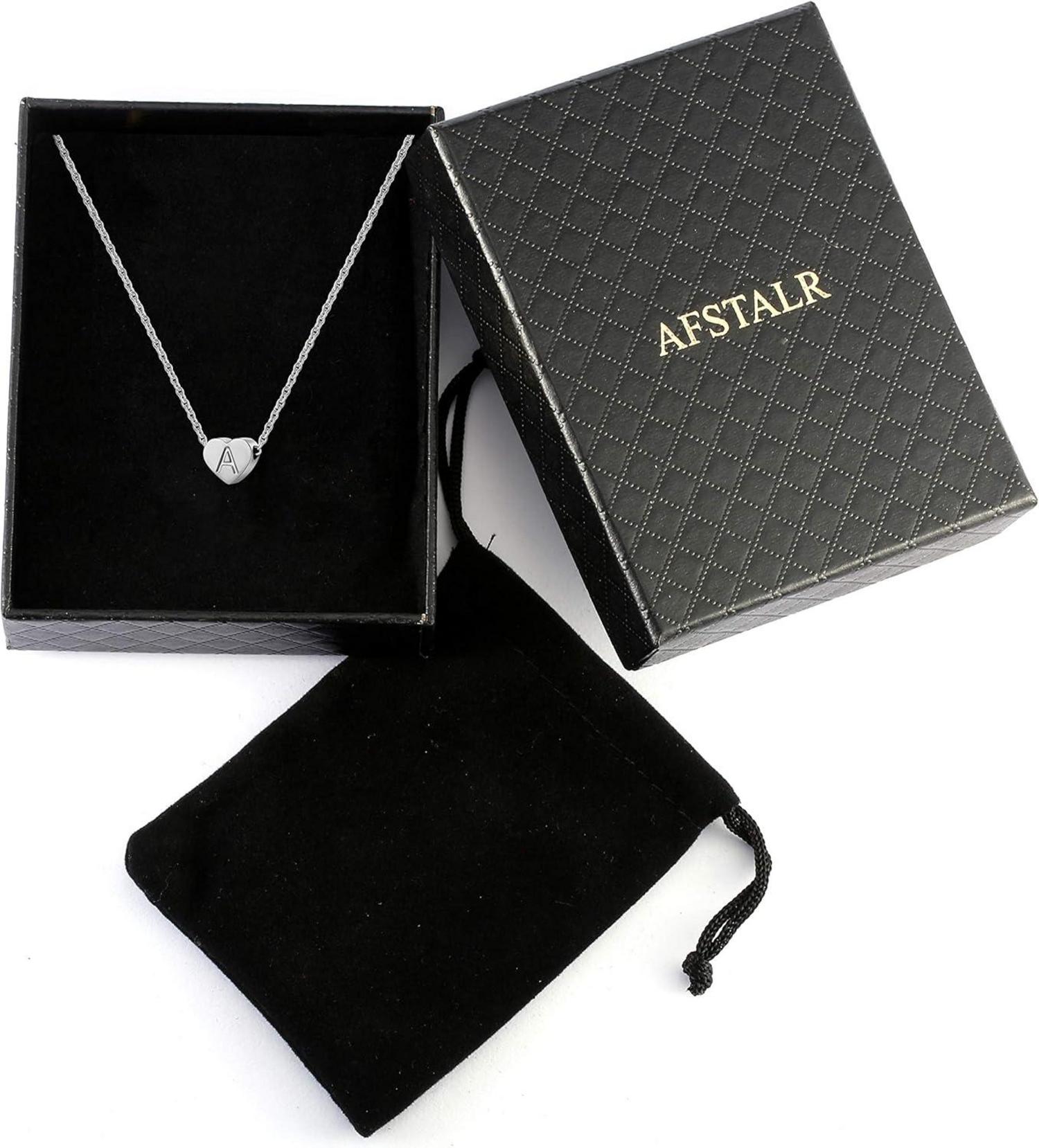 Damen Silber Halskette Herz Initial Anhänger Edelstahl vergoldet 18K