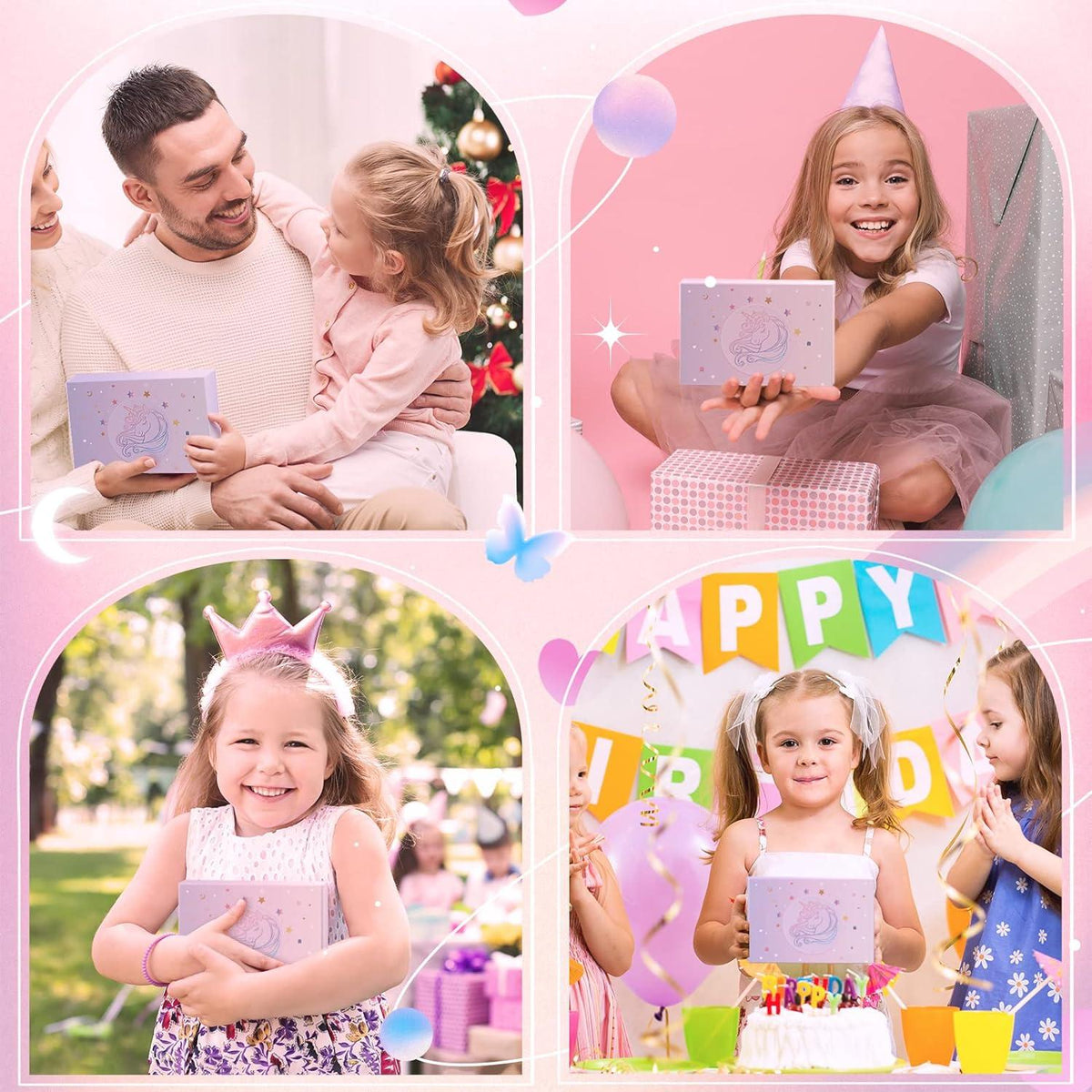 Geschenke Mädchen Bastelset Schmuck Kinder Armbänder Regenbogen-Mix