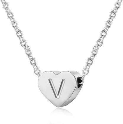 Initialschmuck Damen Silber Halskette Buchstabenherz Anhänger V