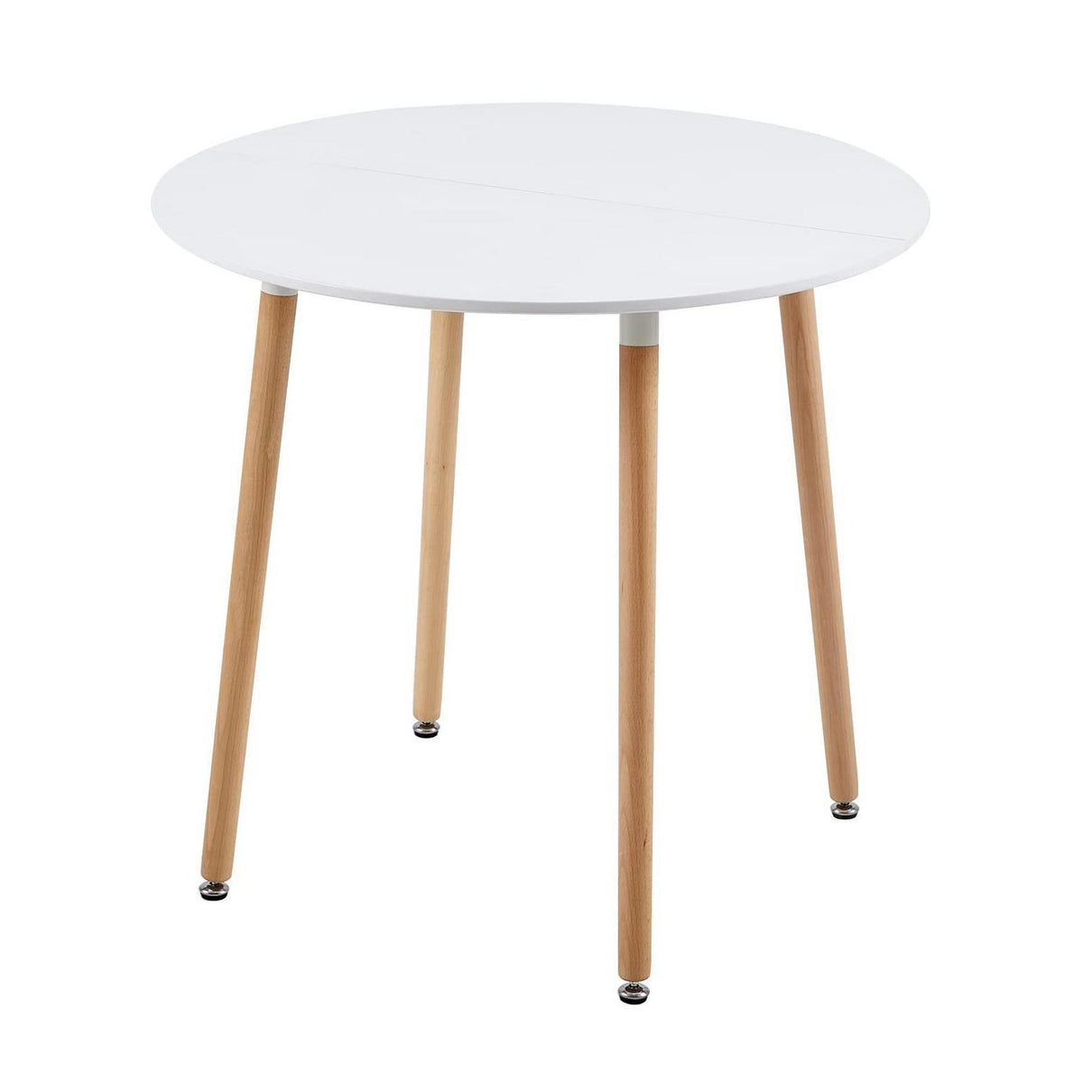 Moderner runder Küchentisch weiß – 80x75cm, Massivholzbeine