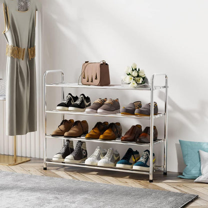 Schuhregal Edelstahl 4 Ebenen für bis zu 16 Paar Schuhe