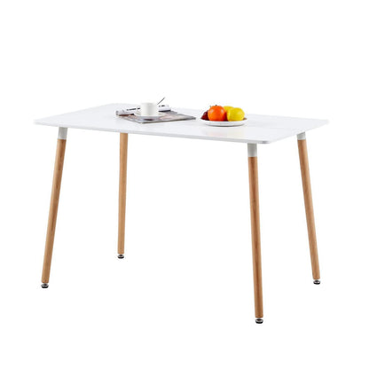 Weißer Küchentisch 110x70cm – Skandinavischer Esszimmertisch mit Buchenbeinen