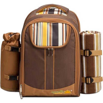 Picknickrucksack 2 Personen mit Set & Decke – Braun