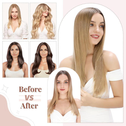 Clip in Haarverlängerung Schwarz 66cm - 8 Tressen, 18 Clips