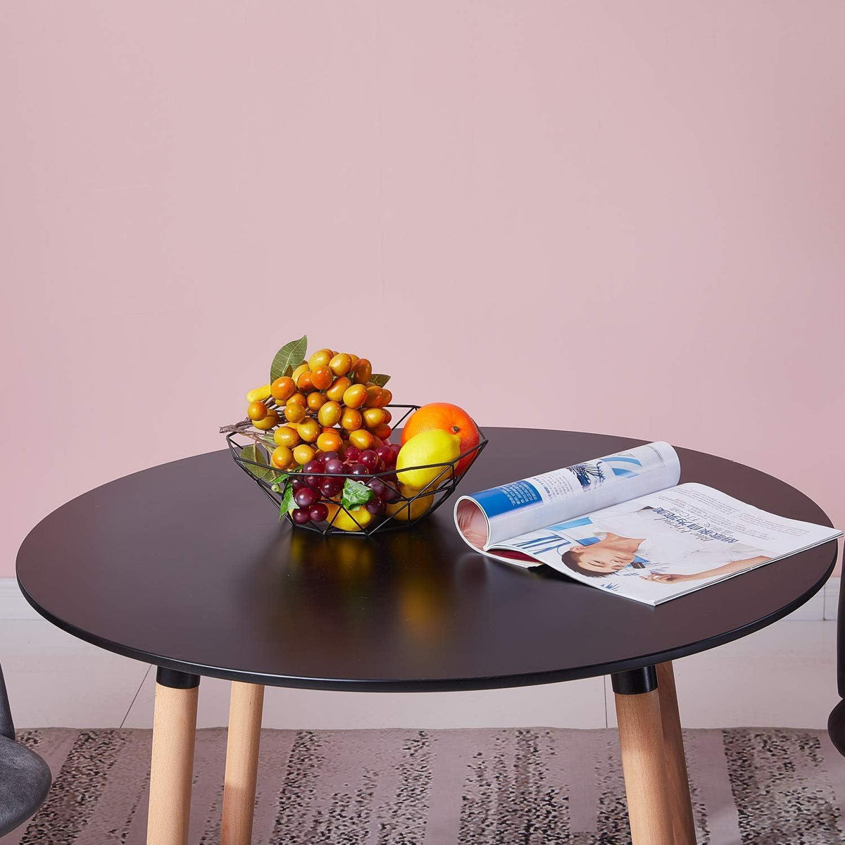 Runder Esstisch skandinavisches Design, 80x80cm Schwarz