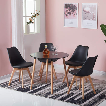 Runder Esstisch Schwarz Skandinavisch – MDF Küchentisch 80x80cm