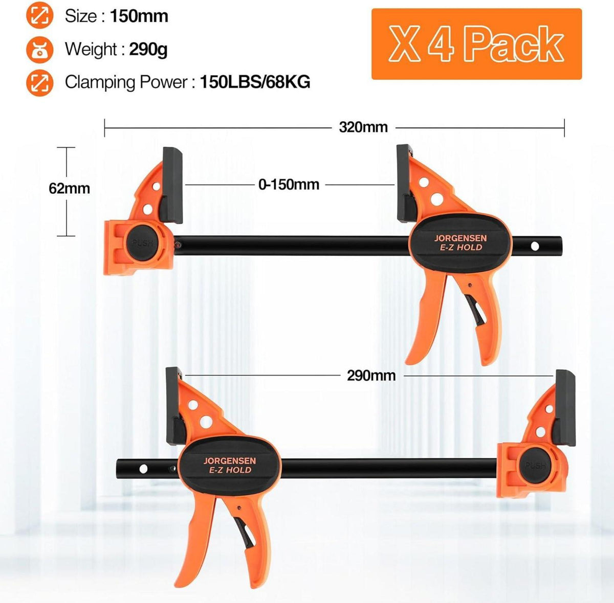 Einhandzwingen Set 4 Stück 150/420mm Profi Schraubzwingen
